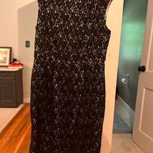 Formal dress black lace over nude lining